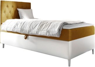 Boxspringbett 'Lenda Junior 1', gelb, 90 x 200 cm, Links