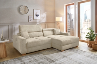 JOB 'Slider' Ecksofa, Cord greige, 277 x 187 x 80 cm