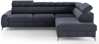 Selsey 'London' Ecksofa mit Schlaffunktion, Veloursbezug in Dunkelgrau, rechtsseitig, 83 x 274 x 203 cm