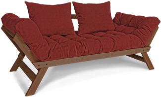 Marior HOME 'ALLEGRO' Klappsofa, Buchenholz, Walnussfarbe, Rot