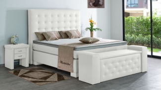 Meisterbetten Boxspringbett Kimm 140x220 in KL-White, Matratzenbezug Nano, Ergoflex-Topper