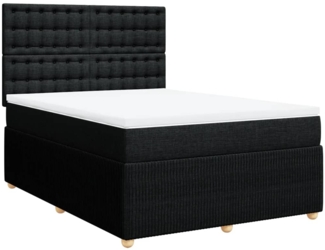 vidaXL Boxspringbett mit Matratze Schwarz 140x190 cm Stoff 3292067