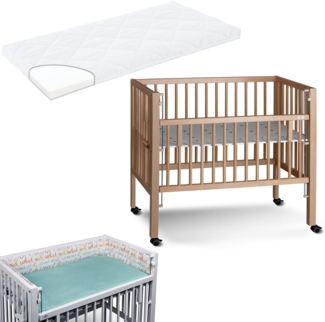 Tissi Anstellbett / Beistellbett Sophie inkl. Matratze und Nestchen Wonderful World, Buche Natur