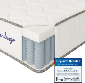 Arensberger JANA Federkernmatratze - 19cm Höhe - Matratze mit Schaumstoff Schicht - H2 H3 Mittelfest – 7 Zonen - Federkern - Liegekomfort 180x200 cm