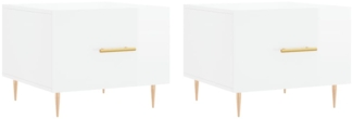Couchtische, Sofatische 2 Stk. Hochglanz-Weiß 50 x 50 x 40 cm Holzwerkstoff