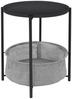 ML-DESIGN Beistelltisch Couchtisch aus Metall mit Stoffkorb als Stauraum & abnehmbarer Tablett, Sofatisch Wohnzimmertisch Nachttisch Tisch Couchtisch Anthrazit