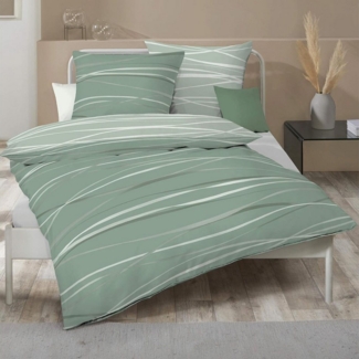 BETTWARENSHOP Bettwäsche Satin Motion oliv, Mako Satin, 3 teilig