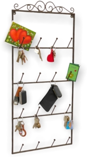 DanDiBo Schlüsselhalter Wand Metall Hakenleiste mit 16 Haken Braun 75 cm 562399 Schlüsselbrett Schlüsselleiste Wandorganizer