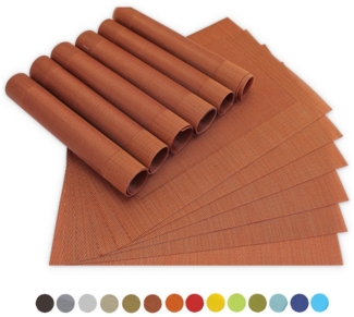 matches21 HOME & HOBBY Platzset Tischsets BORDA 12er Set Kupferfarben als Tischuntersetzer, (12-St), Abwaschbare Platzsets als Tischunterlagen für Ess-Tisch Tisch-Deko