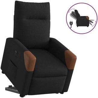 Relaxsessel, Fernsehsessel, Schlafsessel mit Aufstehhilfe Elektrisch Schwarz Stoff