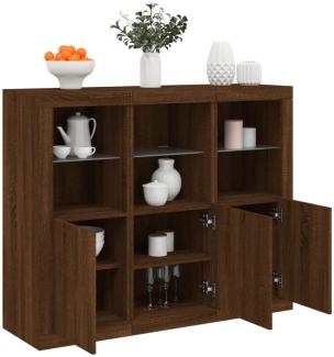 vidaXL Sideboards mit LED-Leuchten 3 Stk. Braun Eichen-Optik 3209106