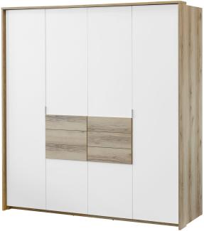 Kleiderschrank Namakos 208 (Farbe: Eiche Grand Natural / Weiß + Eiche Grand Natural)