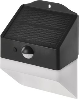 EMOS - LED Solarlampe LUNIS für Außen mit Bewegungsmelder - Solar Wandleuchte mit Haken für Haus/Garten - Sensor-Reichweite 6m/120° - 2 Lichtmodi, Helligkeit max. 220lm, Neutralweiß - weiß-schwarz