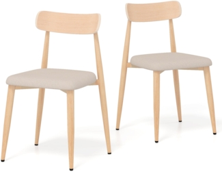 2er Set Esszimmerstühle mit Geschwungener Rückenlehne Gepolsterter Küchenstuhl Essstuhl