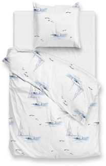 ZO HOME Bettwäsche Maritim, Renforcé, 2 teilig, Segelboot, weiß