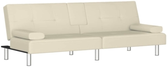 vidaXL Schlafsofa mit Getränkehaltern Creme Kunstleder 351927