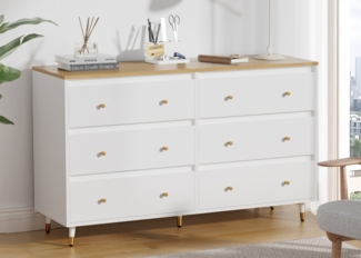 Lexzurn Kommode Kommode mit 3 Schubladen/5 Schubladen/6 Schubladen/8 Schubladen (Modernes Massivholz Sideboard für das Schlafzimmer,Wohnzimmer,Flur und Büro, Schrank,Viele Farbvarianten und Stauraum), Kommode weiß