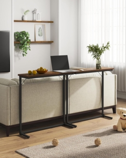 Konsolentisch, schmaler Sofatisch, Eingangstisch, Akzenttisch, industriell, einfache Montage, für Wohnzimmer, Eingangsbereich, 24 x 80 x 80 cm, rustikales Braun und Schwarz