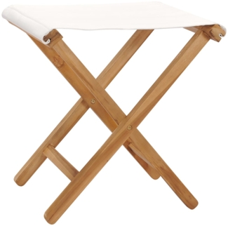 vidaXL Klappstühle 2 Stk. Teak Massivholz und Stoff Cremeweiß 310669