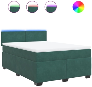 vidaXL Boxspringbett mit Matratze Dunkelgrün 140x190 cm Samt 3288603