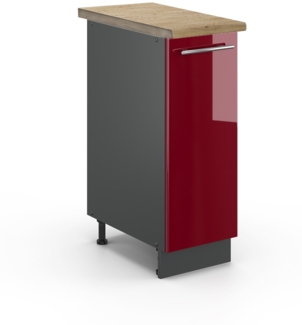 Apothekerschrank Fame-Line Bordeaux Hochglanz 30 cm , AP Eiche Vicco