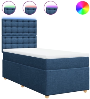 vidaXL Boxspringbett mit Matratze Blau 90x190 cm Stoff 3293455