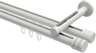 Innenlauf-Gardinenstangen-Set Siteno Estana 100 cm, 2-läufig, 20 mm Ø Weiß