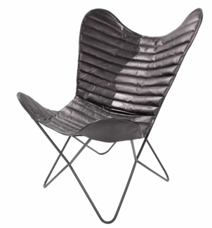 Schmetterling‑Stuhl Santiago 325 – Leder Schwarz 71×78×89 cm