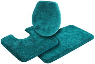 Grund Badematte Melos, Badvorleger, Badezimmer Teppich, sehr weich, Höhe 27 mm, rutschhemmend beschichtet, fußbodenheizungsgeeignet, Kunstfaser, rechteckig, 3-tlg. Stand-WC Set, melierte Optik, sehr weicher Flor, Melange-Effekt, Made in Europe