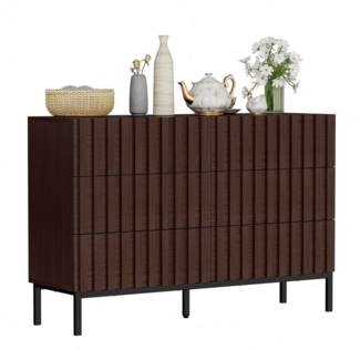 UEV Kommode mit 6 Schublanden (Küchenschrank Buffet TV Board Schrank mit Füße Aufbewahrungskommode, Anrichte Schrank mit Metallfüßen, Highboard, Sideboard, Schmal kommode), 73,4 x 34,5 x 100 cm für Wohnzimmer Schlafzimmer Flur