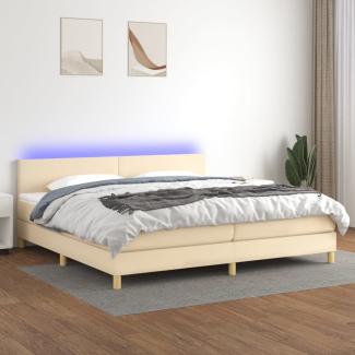 Boxspringbett mit Matratze & LED Stoff Creme 200 x 200 cm, Härtegrad: H2 [3133586]