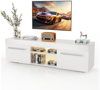 oyajia TV-Schrank Hochglanz TV-Schrank, 130cm Lowboard RGB-Beleuchtung mit 2 Schubladen (Moderne Unterhaltung TV-Board mit 2 offenes Regalfach, Viel Stauraum) TV-Schrank, Solide Schrank mit Griff, Fernsehschrank in wohnzimmer