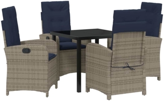 vidaXL Garten Essgruppe 5 pcs Grau Poly-Rattan 3380352