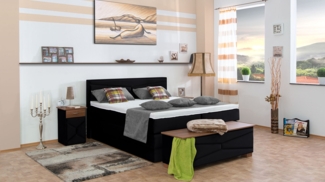 Meisterbetten Boxspringbett Dion 200x220 in VS-Schwarz, Matratzenbezug Nano, Ergoflex-Topper
