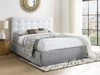 Vente-unique - Polster-Bettkopfteil - 140 cm - Kunstleder - Weiß - FRANCESCO