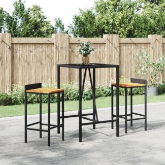 vidaXL Bartisch mit Glasplatte Schwarz 70x70x110 cm Poly Rattan 362586