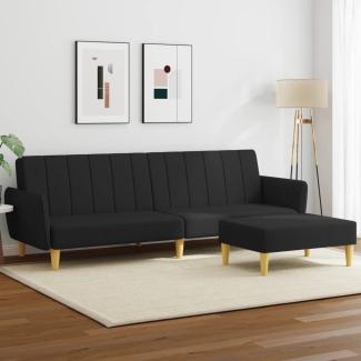 vidaXL Schlafsofa 2-Sitzer mit Fußhocker Schwarz Stoff 3216248