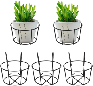 Balkon Blumen Topf Halter, 5 StüCk, Eisen, Platzsparend, Schwarz