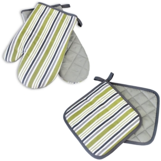 Delindo Lifestyle Topfhandschuhe Ofenhandschuhe, Topflappen, (4er Sparset, 4-tlg, bestehend aus 2x Ofenhandschuh + 2x Topflappen), Hitzebeständig bis 250 °C für maximal 15 Sekunden