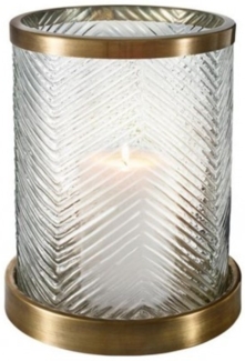 Casa Padrino Designer Windlicht / Kerzenleuchter Messing Finish 23 x H. 27 cm - Luxus Qualität