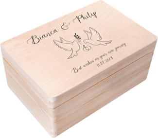 Creative Deco Holzkiste Geschenk zur Hochzeit, Erinnerungsbox Natur 30 x 20 x 14 cm