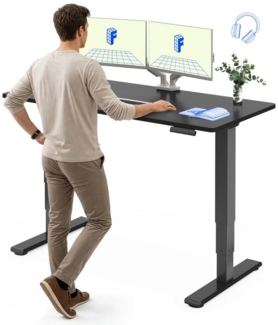 FLEXISPOT Schreibtisch Elektrisch Höhenverstellbarer Schreibtisch EC5 LITE mit Dualmotor (25MM einteiliger Tischplatte & 3-fach Teleskop, 4 Speicherhöhen & Antikollisionssystem), 120x80/140x80/160x80/180x80