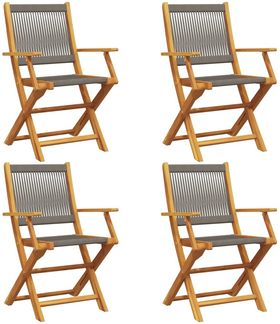 vidaXL Gartenstühle 4 Stk. Klappbar Grau Massivholz Akazie 3214568