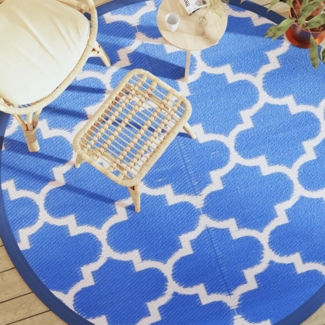 vidaXL Outdoor-Teppich Blau Ø200 cm PP 368540