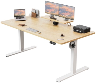 HOMALL Schreibtisch Höhenverstellbarer Schreibtisch mit Monitorständer 120/140/160cm