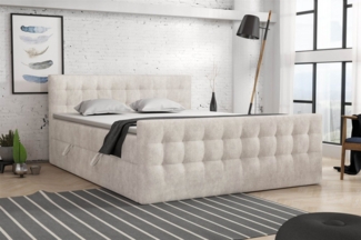 Boxspringbett Schlafzimmerbett ANKER 200x200cm in Stoff Perfect Harmony Creme