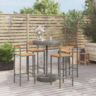 vidaXL 5-tlg. Gartenbar-Set Grau Poly Rattan & Massivholz Akazie 3187721