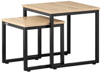 SoBuy FBT42-N Set aus 2 Satztischen, Spanplatte, PVC-Beschichtung, Helle Eiche, 50 x 46 x 50 cm