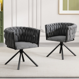 MODFU Esszimmerstuhl 360° drehbar Esszimmerstuhl (Freizeit-Drehstuhl mit vier Stützbeinen aus Metall, 2 St), Einzelner heller Luxus-Wohnzimmer-Schlafzimmer-Drehstuhl