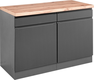 KOCHSTATION Unterschrank KS-Bruneck >>Bruneck<< 120 cm breit, für viel Stauraum, hochwertige MDF-Fronten